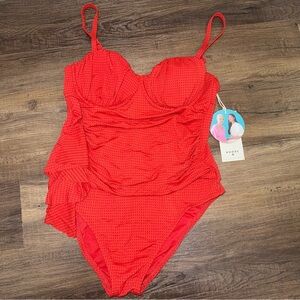 NWT Target RHODE Special Collection Red Textured Dot One Piece Swimsuit